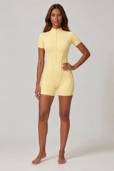 Peekaboo Shorty Suit—Butter Yellow